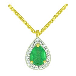 Collier Or et Pierres Diamants & Emeraude