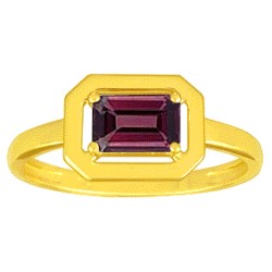 Bague Or et Pierres Fines Rhodolite taille émeraude