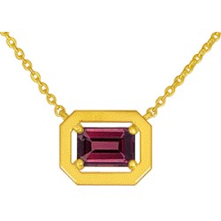 Collier Or et Pierres Rhodolite taille Emeraude