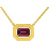 Collier Or et Pierres Rhodolite taille Emeraude