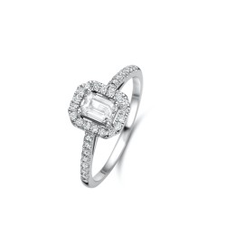 Bague Or et Diamant brillant & taille emeraude de 0,31 ct certifié
