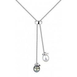 Collier argent & Perle de culture Perle de Tahiti cerclée & Eau douce poire 10mm