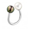 Bague argent & Perle de culture Eau douce & Perle de Tahiti - bouton 10/11 mm