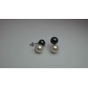 Boucles argent & Perles de culture d'eau douce 8/9 mm & Perles de Tahiti 7 m