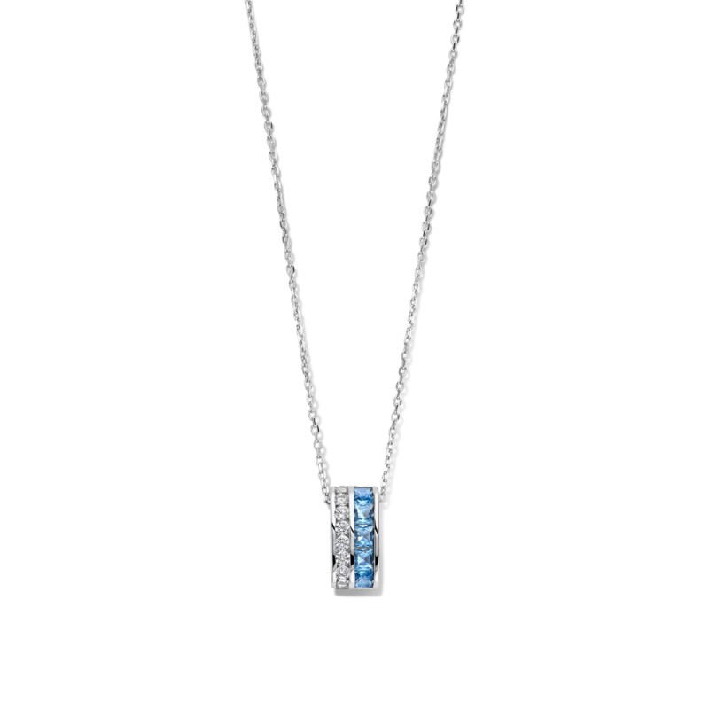 Collier Argent & Oxydes bleues et blancs