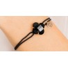 Bracelet Or et Pierres Onyx sur cordon noir- Victoria