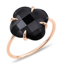Bague Or et Pierres Fines Onyx Trèfle - Victoria