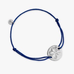 Bracelet Argent Tréfle 16MM  Cordon bleu