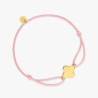 Bracelet Or Croix Tréfle 10MM Cordon rose