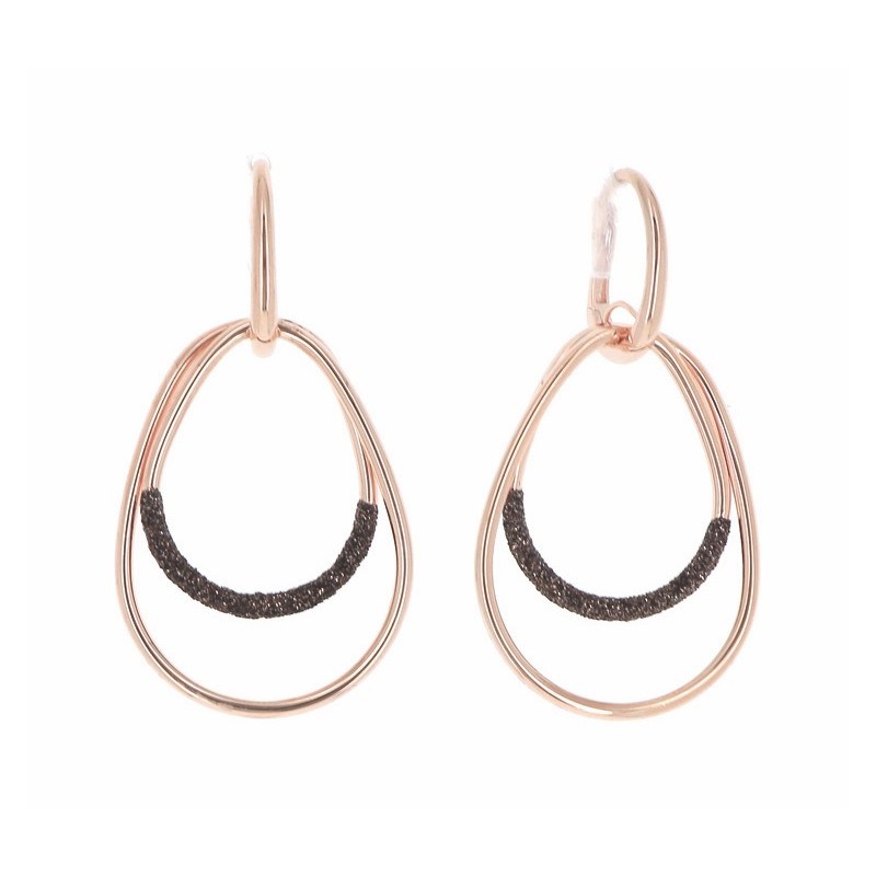 Boucles Plaquées Or rose sur argent & Polvere marron