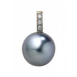 Pendentif Or et Perle de Culture de Tahiti 8/9 & Diamants