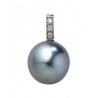 Pendentif Or et Perle de Culture de Tahiti 8/9 & Diamants