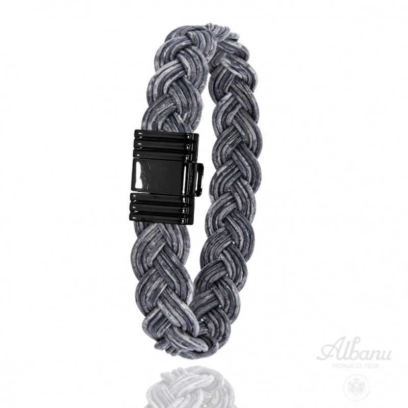 Bracelet Acier et cuir gris foncé