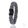 Bracelet Acier et cuir gris foncé