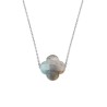 Collier Or et Pierres Labradorite trefle
