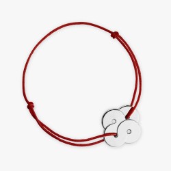Bracelet Argent Enlace sur cordon rouge