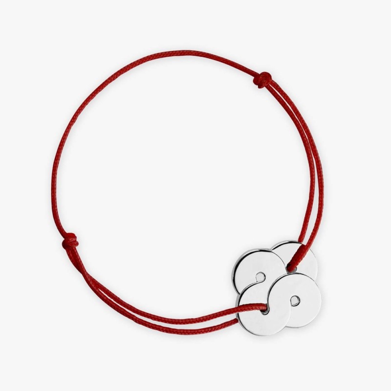 Bracelet Argent Enlace sur cordon rouge