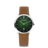 Montre Homme bracelet cuir fond vert