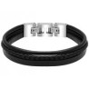 Bracelet Acier & Cuirs noir plat, rond & tressé