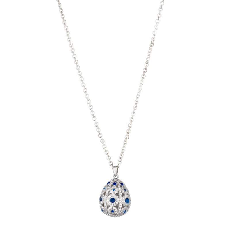 Collier Argent avec Oxydes blancs & bleus - Alexandra