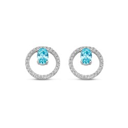 Boucles Argent Oxydes & Pierre bleue ciel