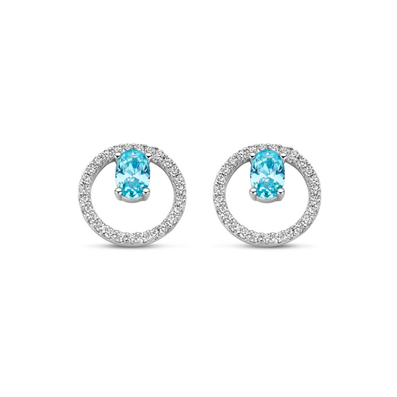 Boucles Argent Oxydes & Pierre bleue ciel