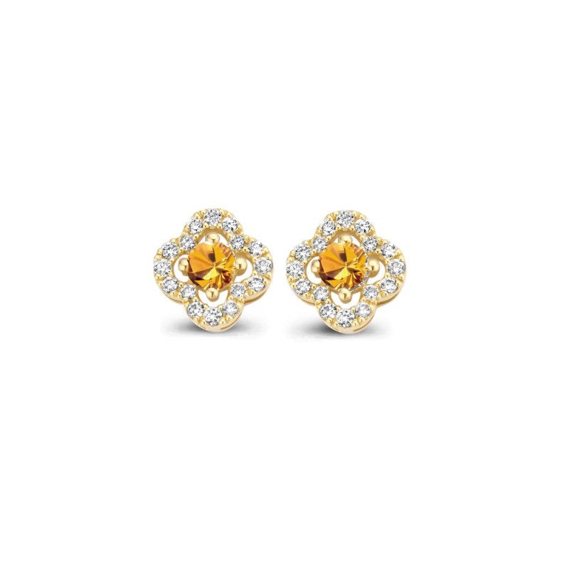 Boucles Or et Pierres Saphirs Oranges & Diamants - SALINA