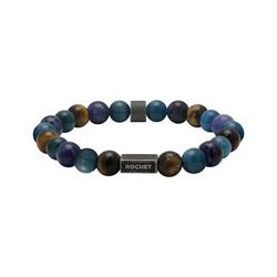 Bracelet Acier ZEN & Apatite bleue & Oeil de Tigre - 8 MM