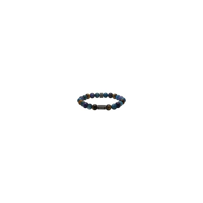 Bracelet Acier ZEN & Apatite bleue & Oeil de Tigre - 8 MM