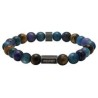 Bracelet Acier ZEN & Apatite bleue & Oeil de Tigre - 8 MM