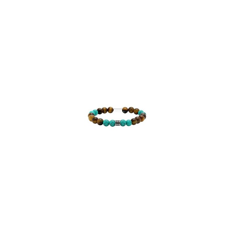 Bracelet Acier ZEN & Turquoise Verte & Oeil de Tigre - 8 MM