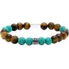 Bracelet Acier ZEN & Turquoise Verte & Oeil de Tigre - 8 MM