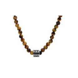 Collier Acier Talisman & Oeil de Tigre 4 MM
