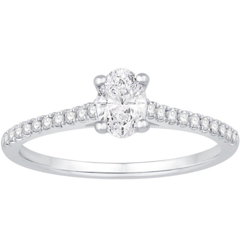 Bague Or et Diamant taille Ovale de 0,40 ct certifié DSI1