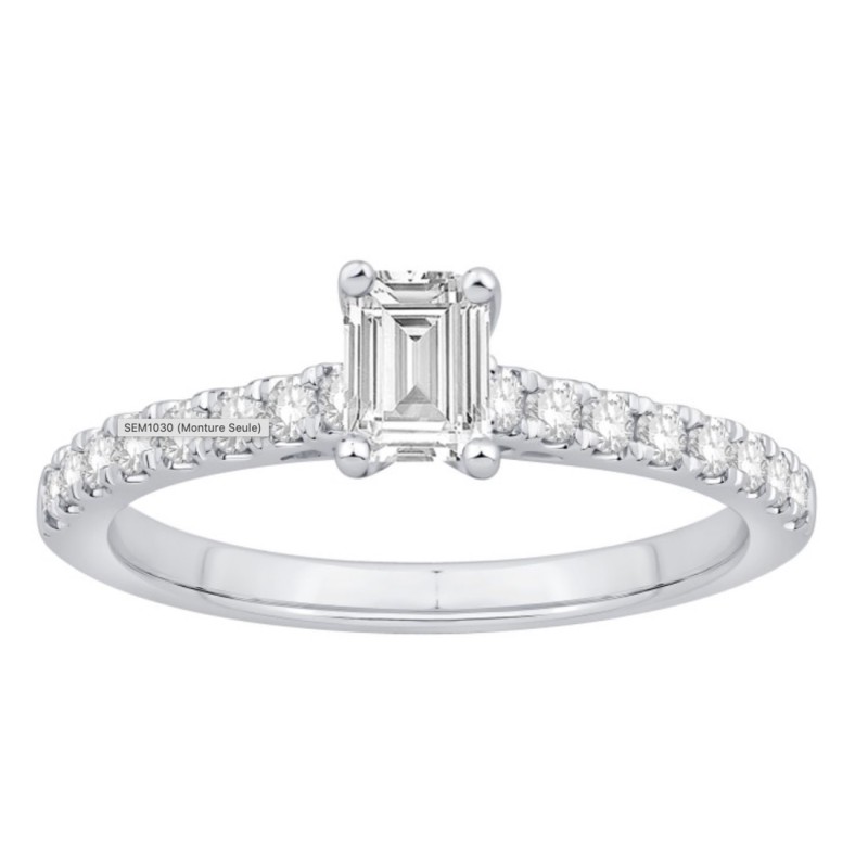 Bague Or et Diamant taille Emeraude de 0,40 ct certifié DSI1