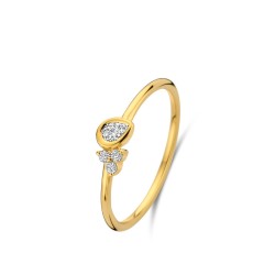 Bague Or et Diamant poire (0,10 ct) & 3 Diamants brillant (0,04 ct)