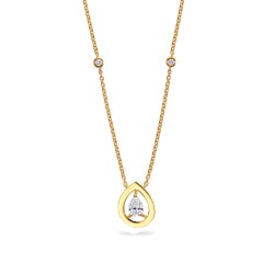 Collier Or et Pierres poire (0,16 ct) & 2 Diamants brillant (0,02 ct)