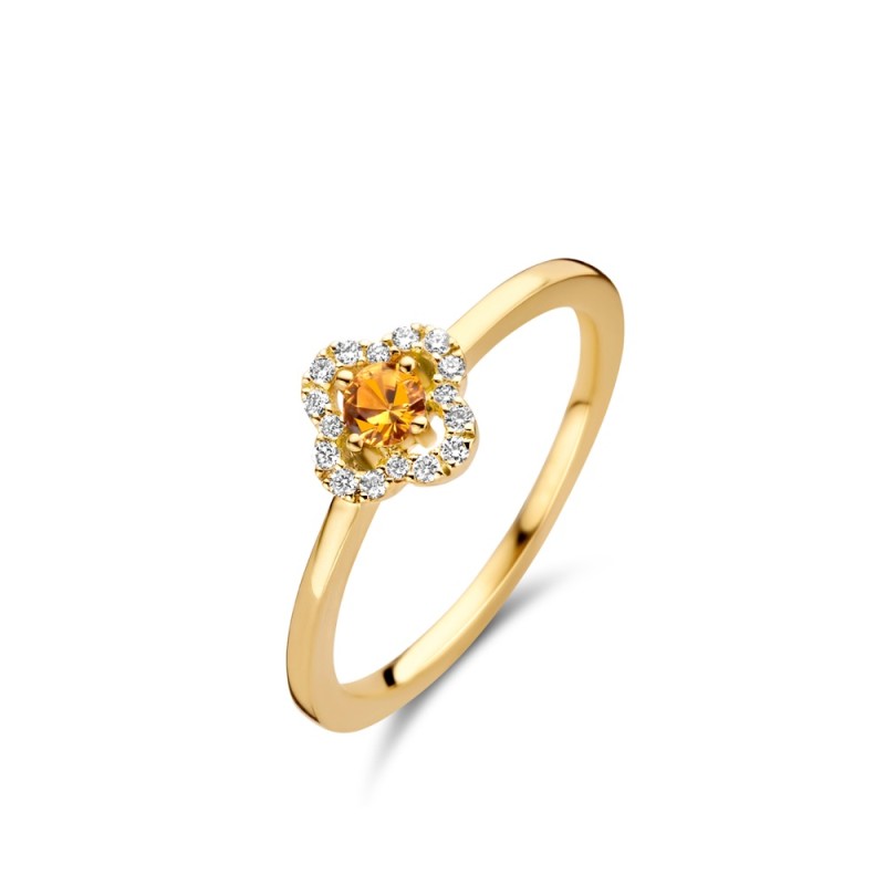 Bague Or et Saphir Orange & Diamants - SALINA