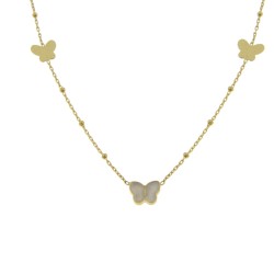 Collier Or et Pierres Nacre forme Papillon