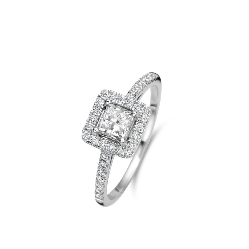 Bague Or et Diamant Princesse 0,30 ct- FSI1 certifié au centre