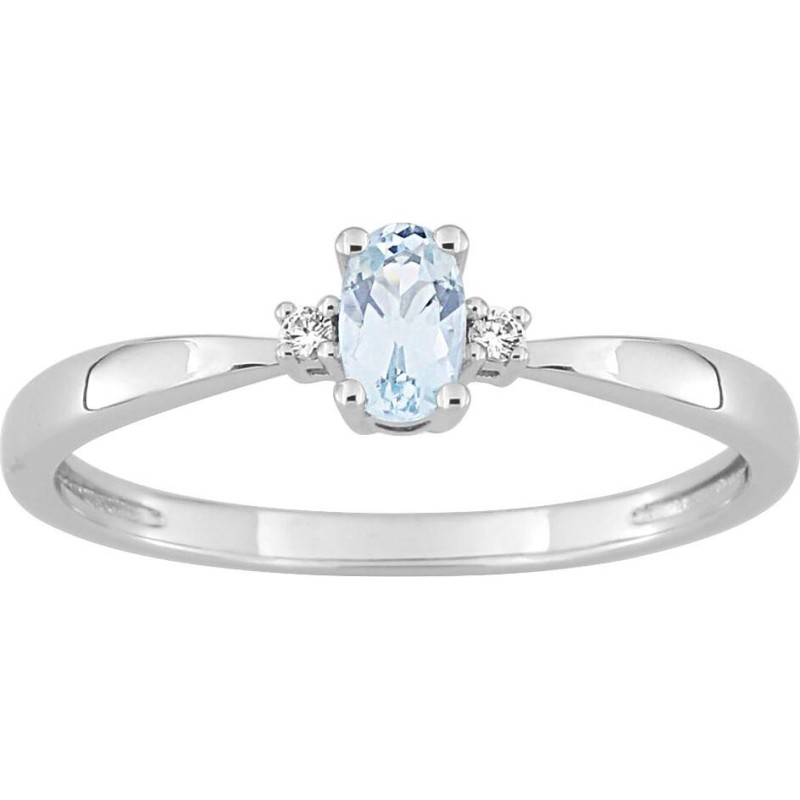 Bague Or et Pierres Fines Aigue Marine & Diamants
