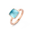 Bague Or et Pierres Fines Topaze Swiss blue sur Nacre - Pantelleria