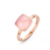 Bague Or et Pierres Fines Quartz rose sur Nacre - Pantelleria