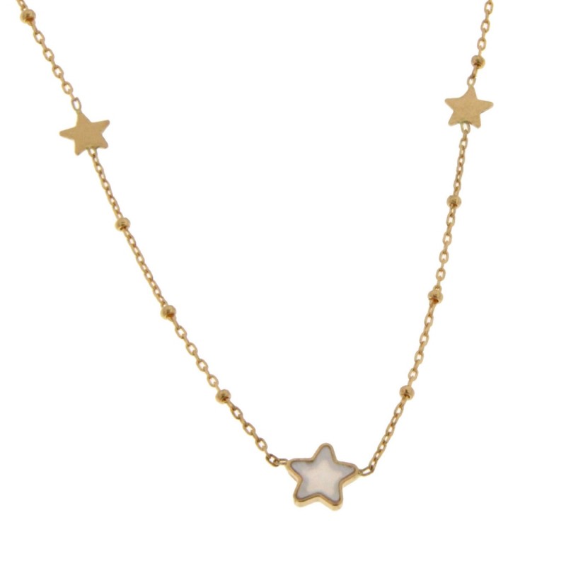 Collier Or et Pierres Nacre forme Etoile