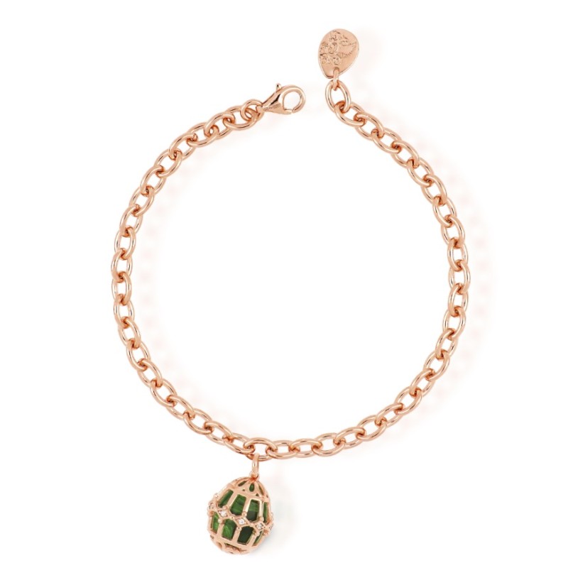 Bracelet Plaqué Or sur argent, Oxydes & crystal vert