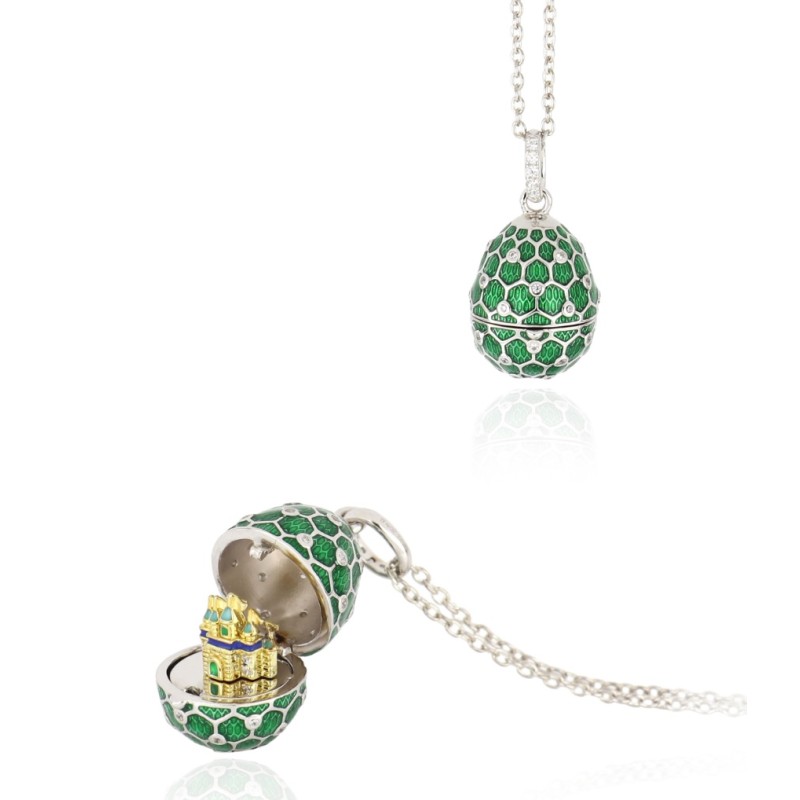 Collier Argent & Émail vert