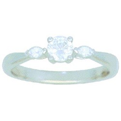 Bague Or et Diamant central 0,30 ct certifié & 2 Diamants taille Marquise
