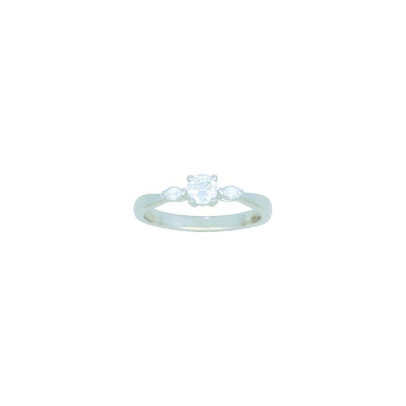 Bague Or et Diamant central 0,30 ct certifié & 2 Diamants taille Marquise