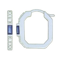 Créoles Or blanc avec Diamants & Saphirs Baguette