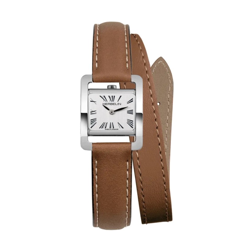 Montre Dame acier bracelet cuir 2 Tours - Vème Avenue